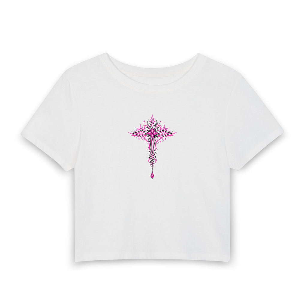 Pink Floral Cross Baby Tee