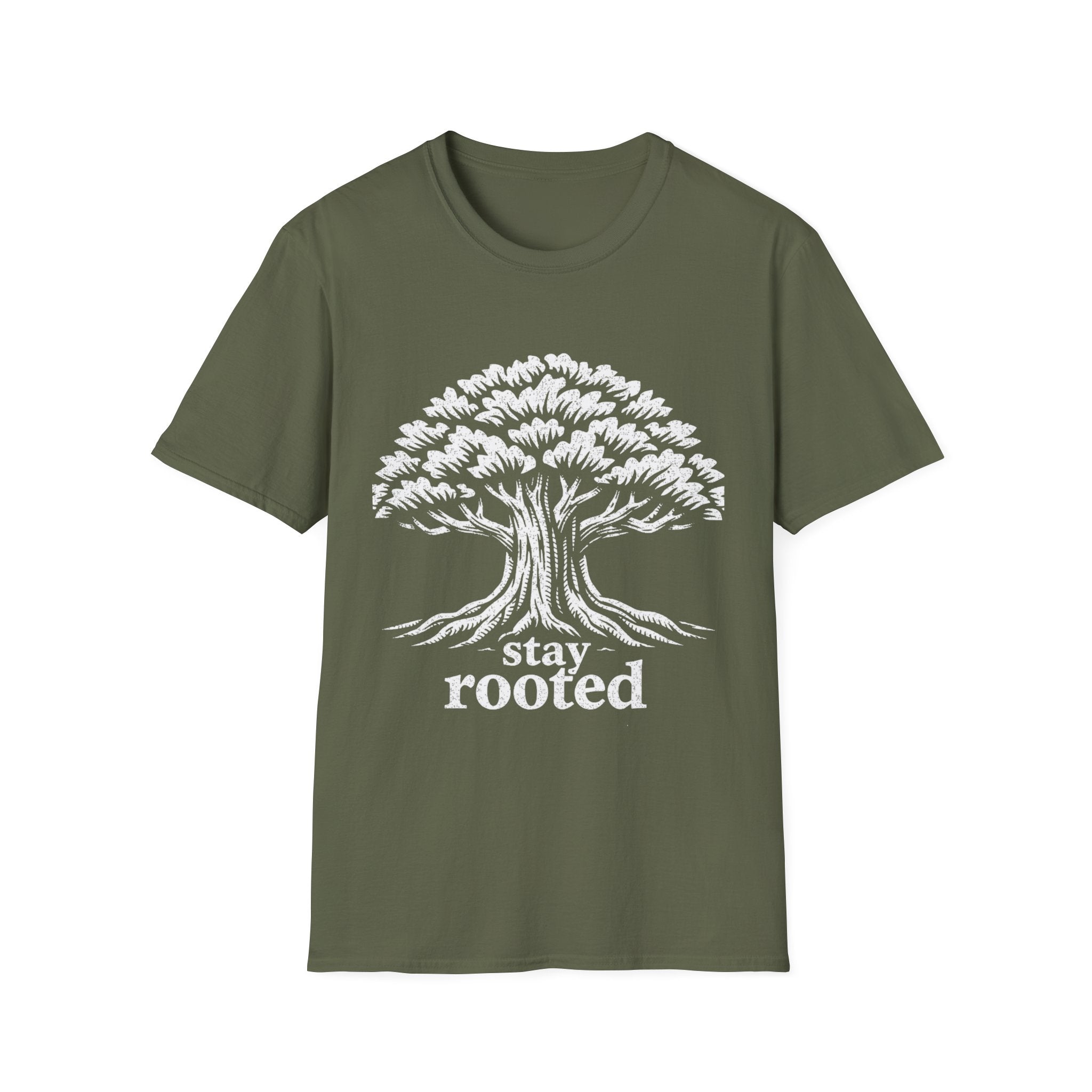 Stay Rooted Tree T-Shirt — Inspirational Nature Graphic Tee